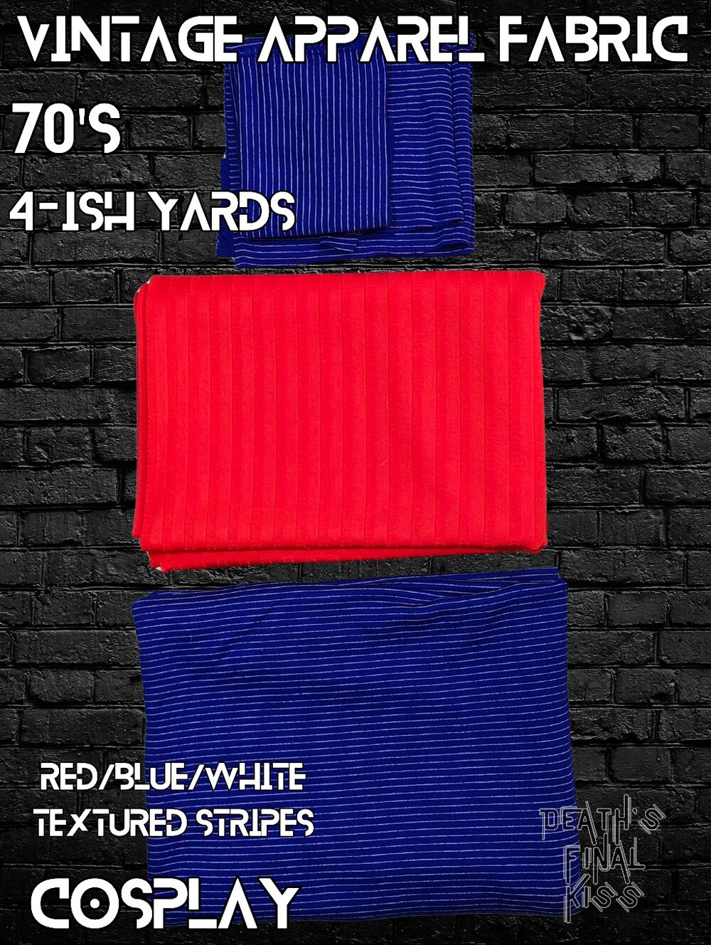 Vintage apparel fabric Red Knit Textured Striped Polyester Yardage DIY remnants